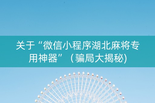 关于“微信小程序湖北麻将专用神器”（骗局大揭秘)