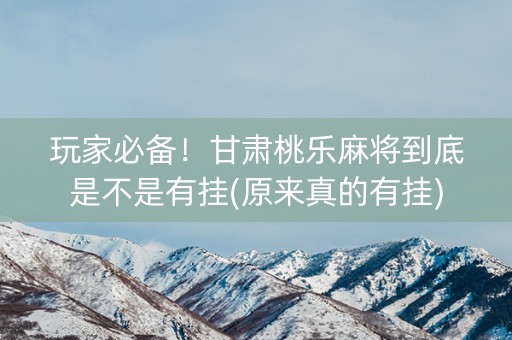 玩家必备！甘肃桃乐麻将到底是不是有挂(原来真的有挂)