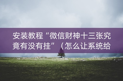 安装教程“微信财神十三张究竟有没有挂”（怎么让系统给自己好牌)