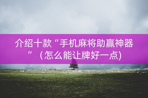介绍十款“手机麻将助赢神器”（怎么能让牌好一点)