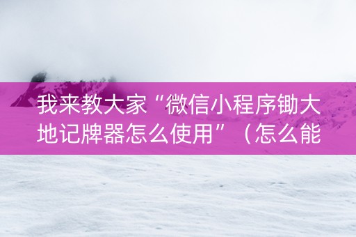 我来教大家“微信小程序锄大地记牌器怎么使用”（怎么能得到好牌)