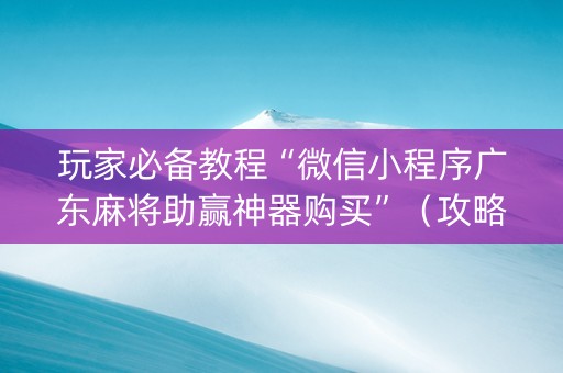 玩家必备教程“微信小程序广东麻将助赢神器购买”（攻略插件)