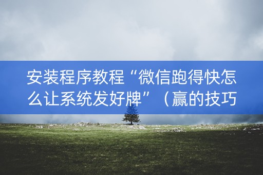 安装程序教程“微信跑得快怎么让系统发好牌”（赢的技巧规律)