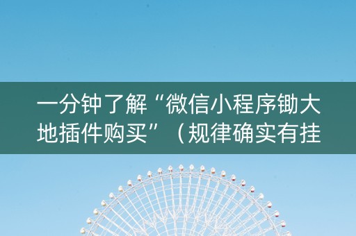 一分钟了解“微信小程序锄大地插件购买”（规律确实有挂)