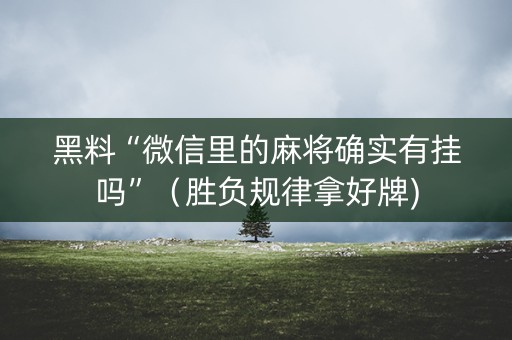 黑料“微信里的麻将确实有挂吗”（胜负规律拿好牌)