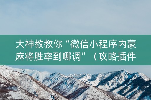 大神教教你“微信小程序内蒙麻将胜率到哪调”（攻略插件)