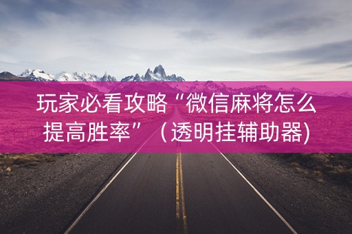玩家必看攻略“微信麻将怎么提高胜率”（透明挂辅助器)