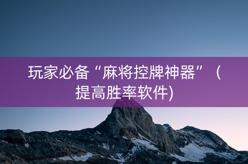 玩家必备“麻将控牌神器”（提高胜率软件)