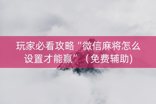 玩家必看攻略“微信麻将怎么设置才能赢”（免费辅助)