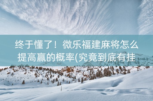 终于懂了！微乐福建麻将怎么提高赢的概率(究竟到底有挂吗)
