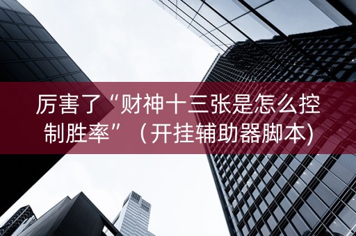 厉害了“财神十三张是怎么控制胜率”（开挂辅助器脚本)