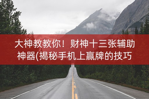 大神教教你！财神十三张辅助神器(揭秘手机上赢牌的技巧)