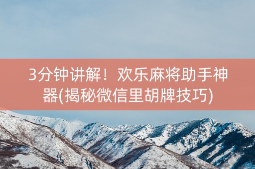 3分钟讲解！欢乐麻将助手神器(揭秘微信里胡牌技巧)