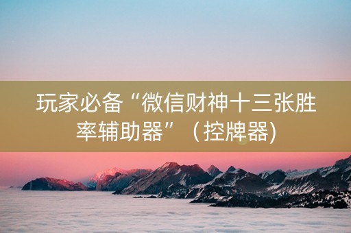 玩家必备“微信财神十三张胜率辅助器”（控牌器)