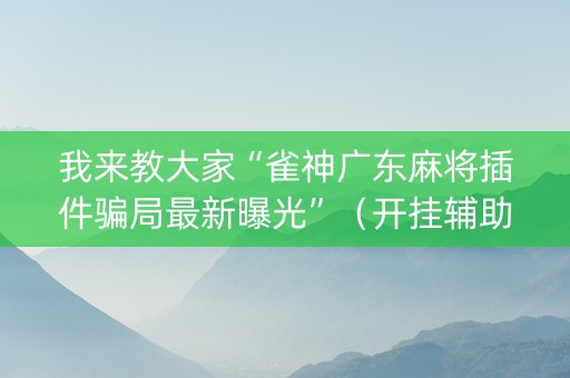 我来教大家“雀神广东麻将插件骗局最新曝光”（开挂辅助插件)