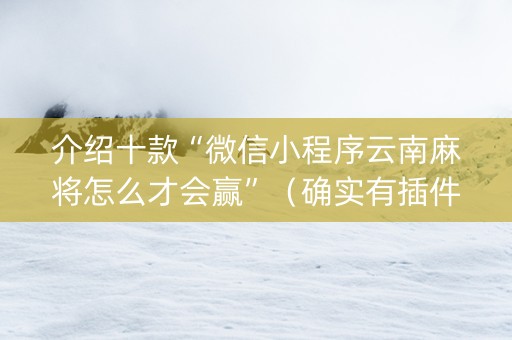 介绍十款“微信小程序云南麻将怎么才会赢”（确实有插件吗)