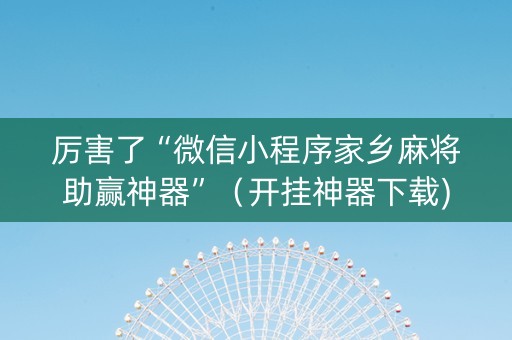 厉害了“微信小程序家乡麻将助赢神器”（开挂神器下载)