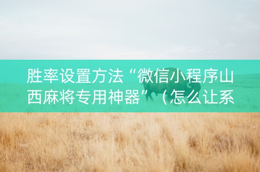 胜率设置方法“微信小程序山西麻将专用神器”（怎么让系统给你发好牌)