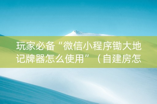 玩家必备“微信小程序锄大地记牌器怎么使用”（自建房怎么赢)