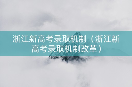 浙江新高考录取机制（浙江新高考录取机制改革）