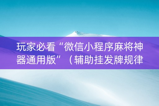 玩家必看“微信小程序麻将神器通用版”（辅助挂发牌规律)
