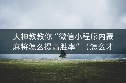 大神教教你“微信小程序内蒙麻将怎么提高胜率”（怎么才会赢)