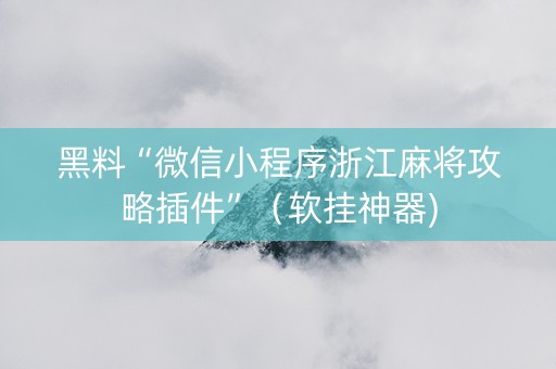 黑料“微信小程序浙江麻将攻略插件”（软挂神器)
