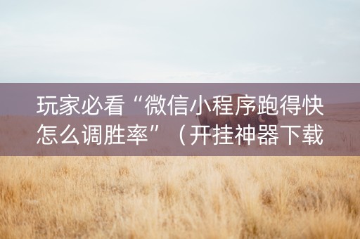 玩家必看“微信小程序跑得快怎么调胜率”（开挂神器下载)