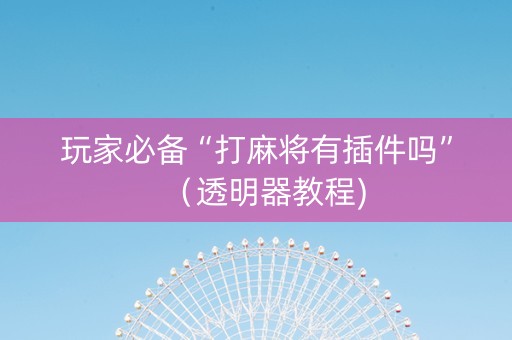 玩家必备“打麻将有插件吗”（透明器教程)