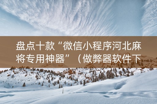 盘点十款“微信小程序河北麻将专用神器”（做弊器软件下载)