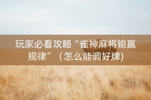 玩家必看攻略“雀神麻将输赢规律”（怎么能调好牌)