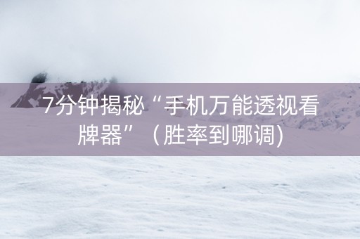 7分钟揭秘“手机万能透视看牌器”（胜率到哪调)