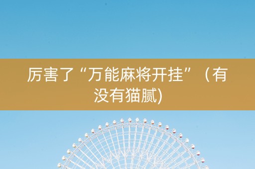 厉害了“万能麻将开挂”（有没有猫腻)