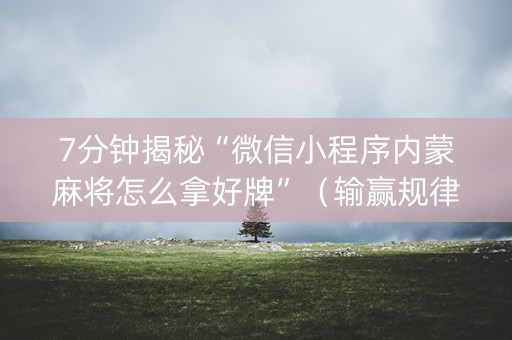 7分钟揭秘“微信小程序内蒙麻将怎么拿好牌”（输赢规律)