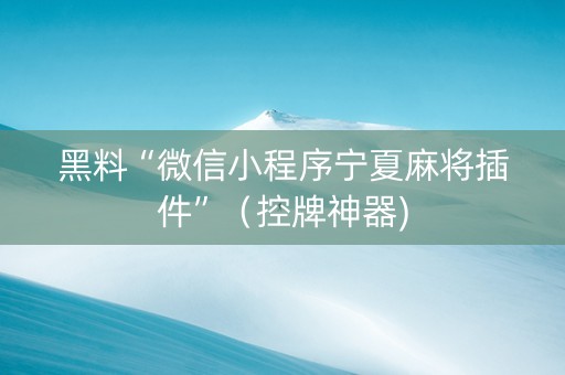 黑料“微信小程序宁夏麻将插件”（控牌神器)