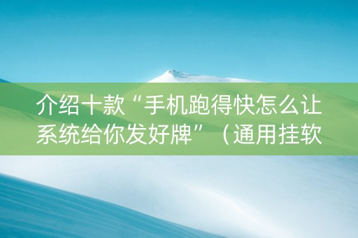 介绍十款“手机跑得快怎么让系统给你发好牌”（通用挂软件多少钱)