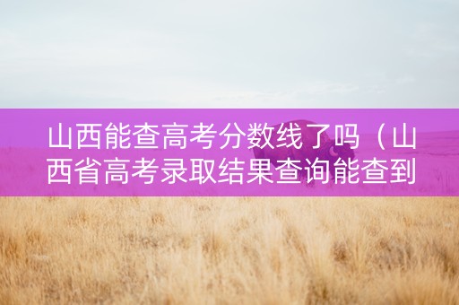 山西能查高考分数线了吗（山西省高考录取结果查询能查到了吗）