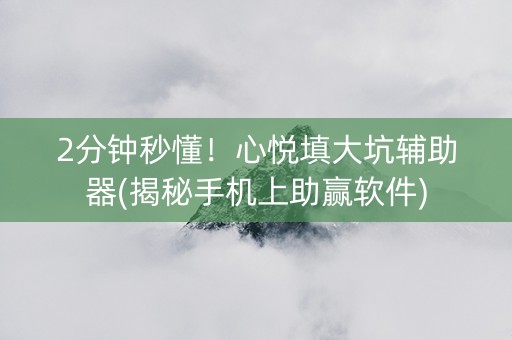 2分钟秒懂！心悦填大坑辅助器(揭秘手机上助赢软件)