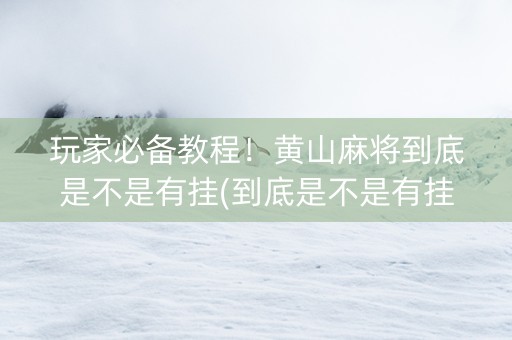 玩家必备教程！黄山麻将到底是不是有挂(到底是不是有挂)