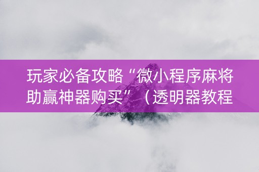 玩家必备攻略“微小程序麻将助赢神器购买”（透明器教程)