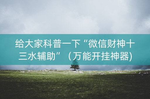 给大家科普一下“微信财神十三水辅助”（万能开挂神器)
