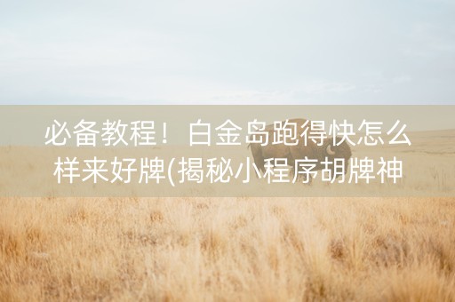 必备教程！白金岛跑得快怎么样来好牌(揭秘小程序胡牌神器)