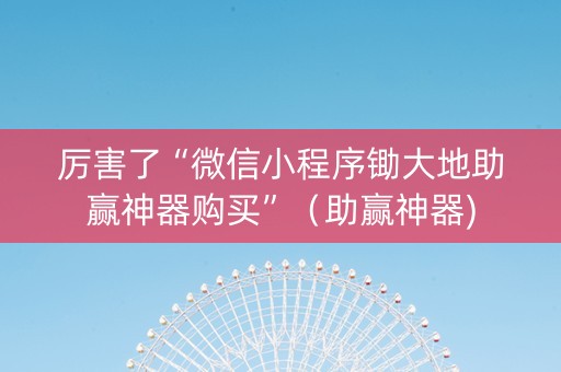 厉害了“微信小程序锄大地助赢神器购买”（助赢神器)