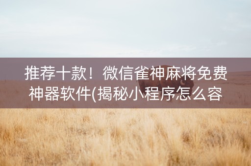 推荐十款！微信雀神麻将免费神器软件(揭秘小程序怎么容易赢)