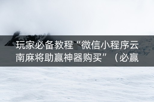 玩家必备教程“微信小程序云南麻将助赢神器购买”（必赢神器)