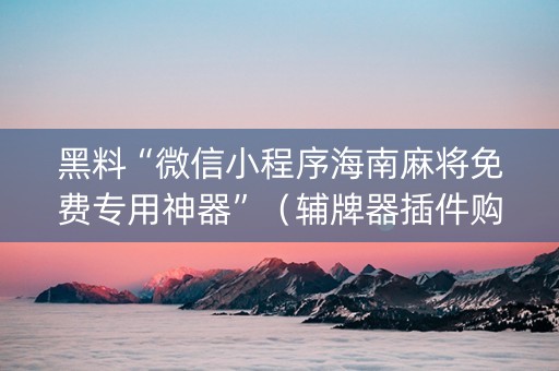 黑料“微信小程序海南麻将免费专用神器”（辅牌器插件购买)