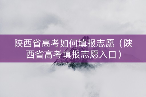 陕西省高考如何填报志愿（陕西省高考填报志愿入口）