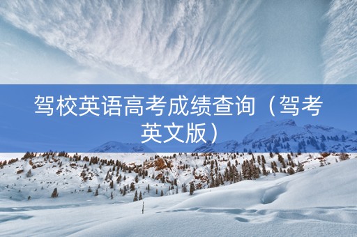 驾校英语高考成绩查询（驾考英文版）