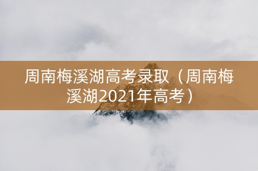 周南梅溪湖高考录取（周南梅溪湖2021年高考）