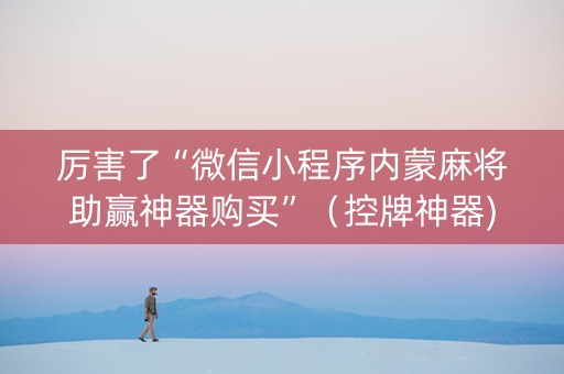 厉害了“微信小程序内蒙麻将助赢神器购买”（控牌神器)